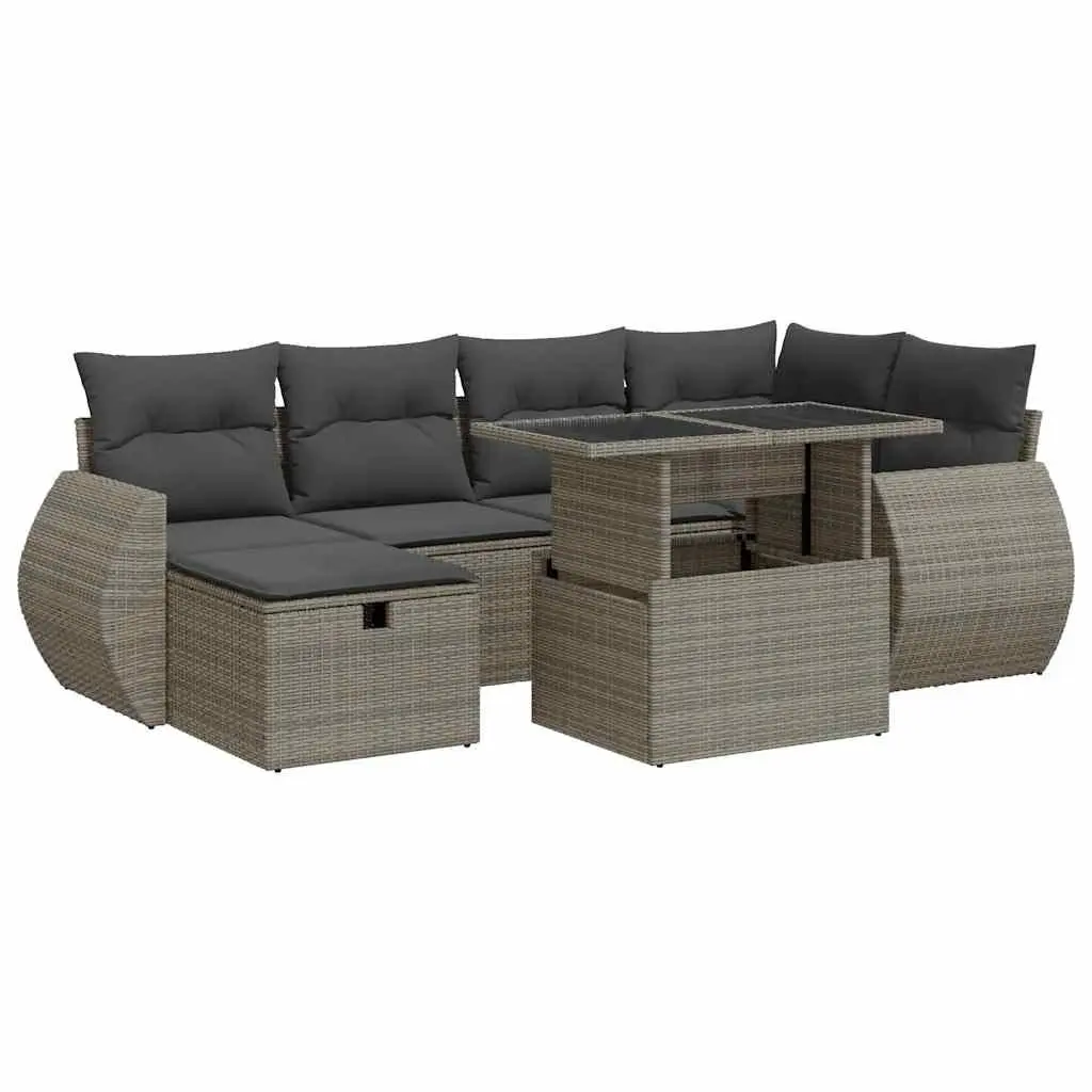 Garden Sofa Set PE Rattan 8 Piece Modular Outdoor Furniture Grey
