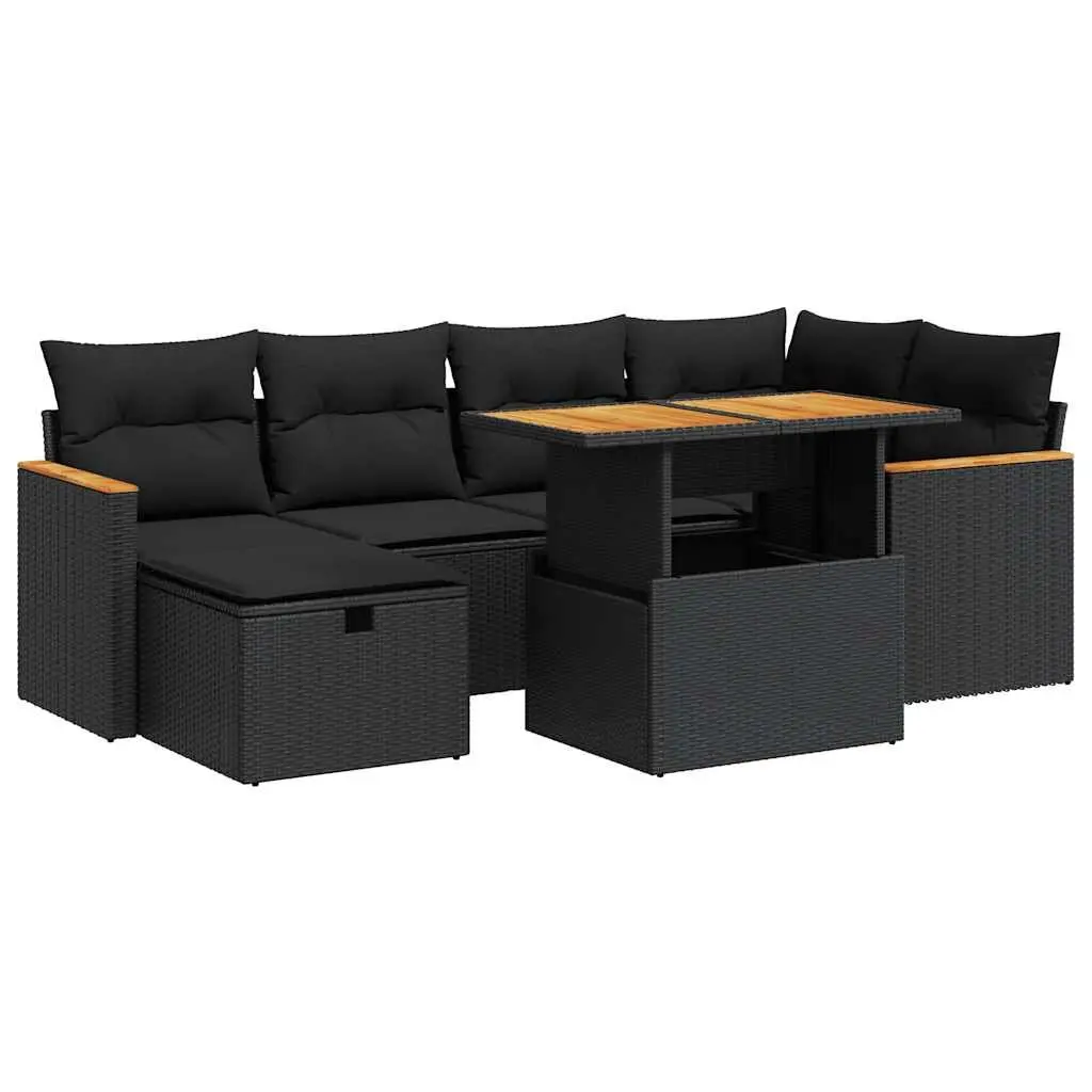 Garden Sofa Set PE Rattan 8 Piece Outdoor Furniture Black Patio Lounge