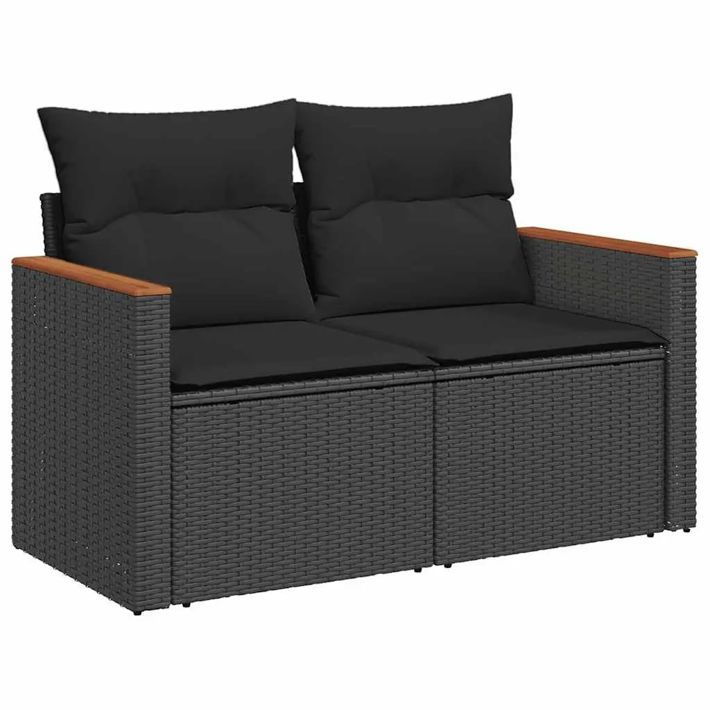 Garden Sofa Set PE Rattan 8 Piece Outdoor Furniture Black Patio Lounge