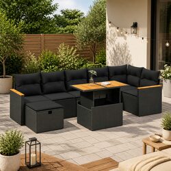Stylish 5-Piece Black Garden Sofa Set with Storage
