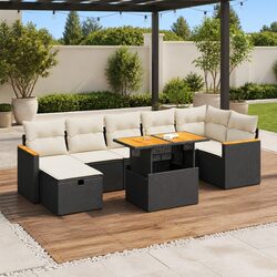 Durable 5 Piece Rattan Garden Sofa Set with Storage