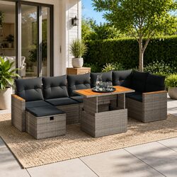 Durable 5 Piece Garden Sofa Set with Storage Cushions