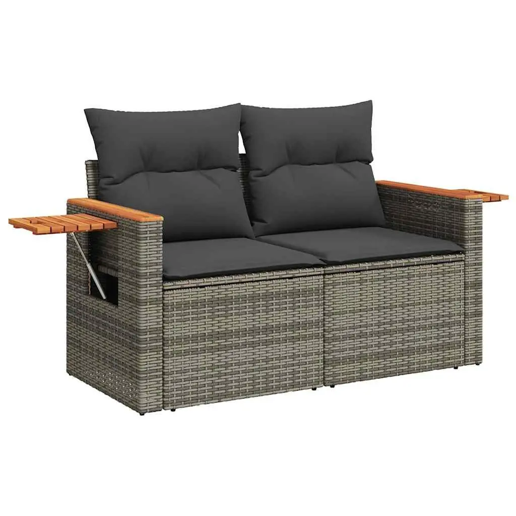 6-Piece Grey Poly Rattan Garden Sofa Set