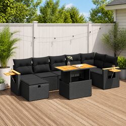 Sturdy 5 Piece Black Poly Rattan Garden Sofa Set