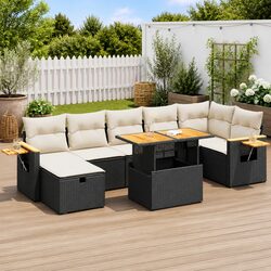 Premium 5 Piece Black Poly Rattan Garden Sofa Set