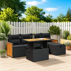 Premium 6-Piece Garden Sofa Set with Storage Cushions