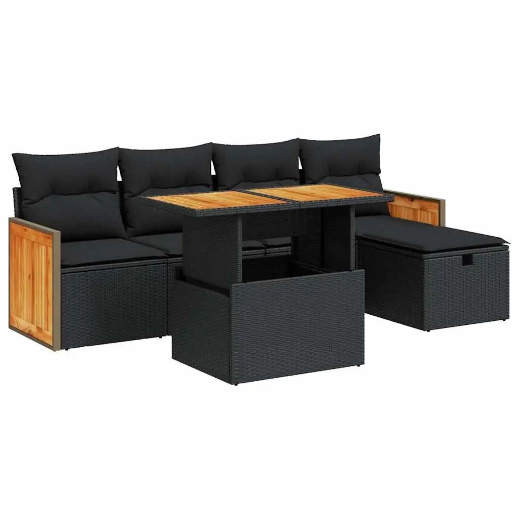 6-Piece Garden Sofa Set with Storage Cushions