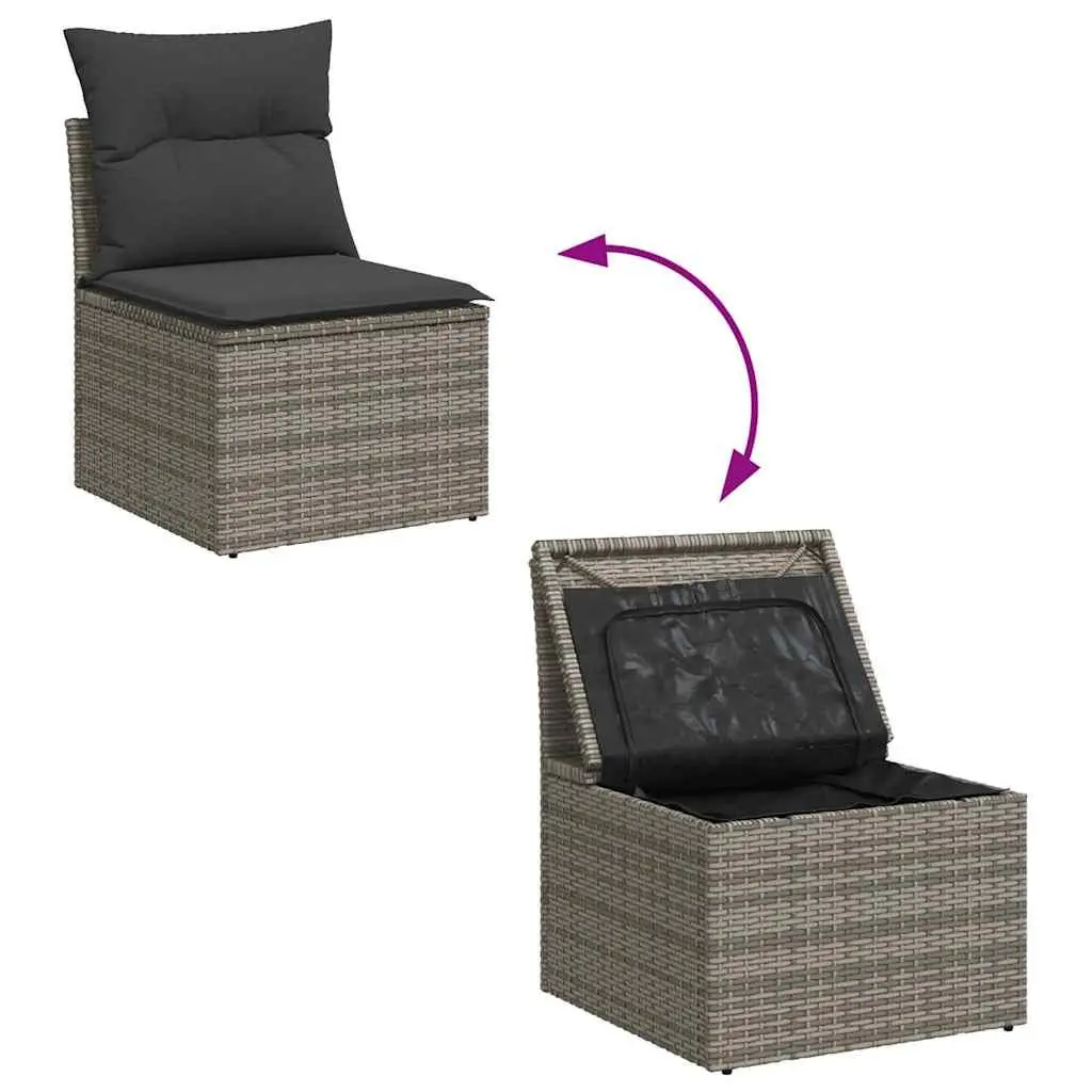 8-Piece Grey Outdoor Sofa Set with Durable PE Rattan