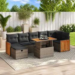 Durable 5 Piece Garden Sofa Set in Grey Poly Rattan