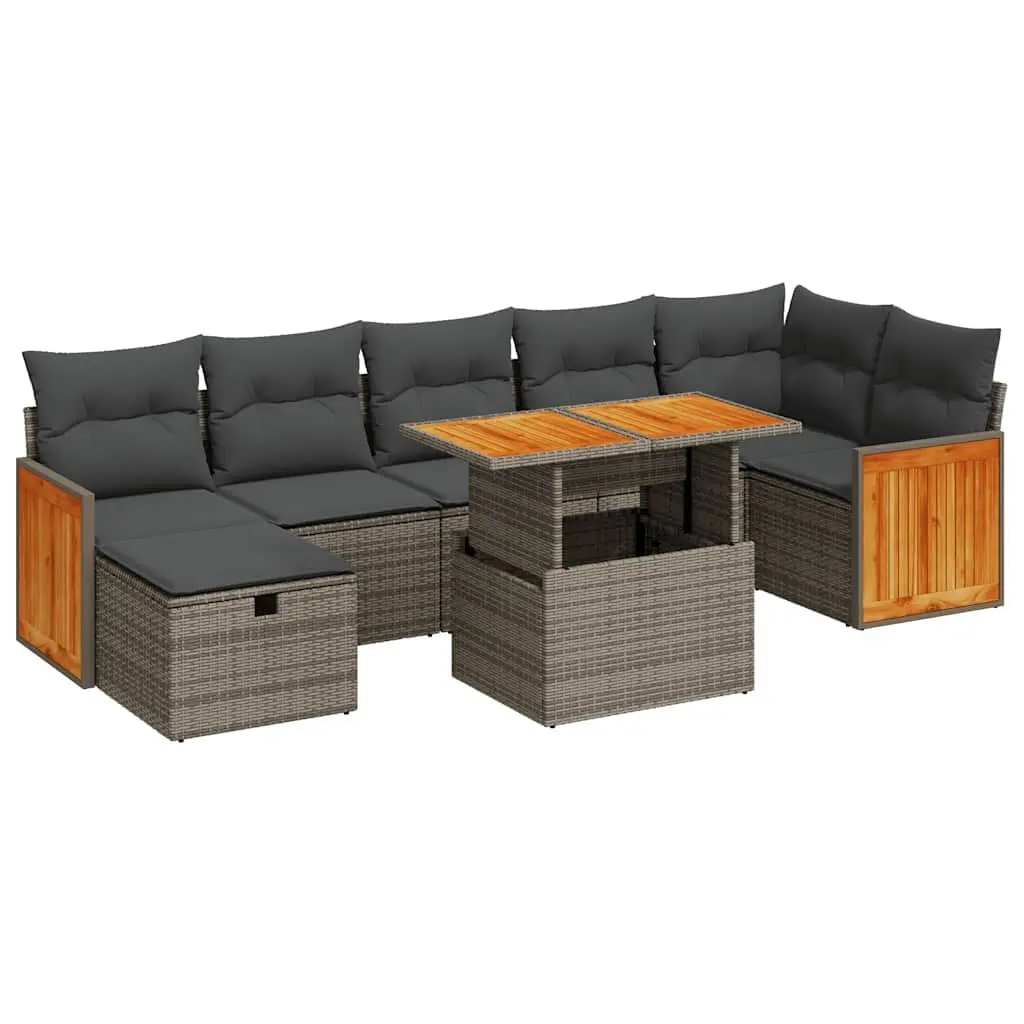 Garden Sofa Set PE Rattan 5 Piece Outdoor Furniture Grey Patio Lounge Seating
