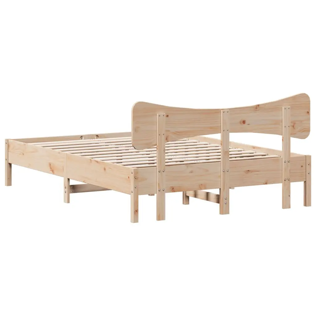 Solid Pine Bed Frame 135x190 cm with Slatted Base