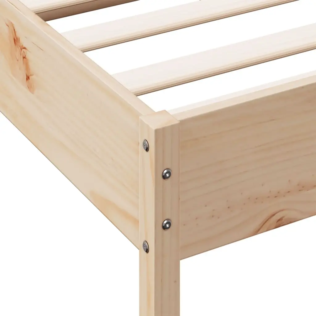 Solid Pine Bed Frame 135x190 cm with Slatted Base