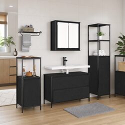 Modern Black Oak Bathroom Vanity Unit 3 Piece Set