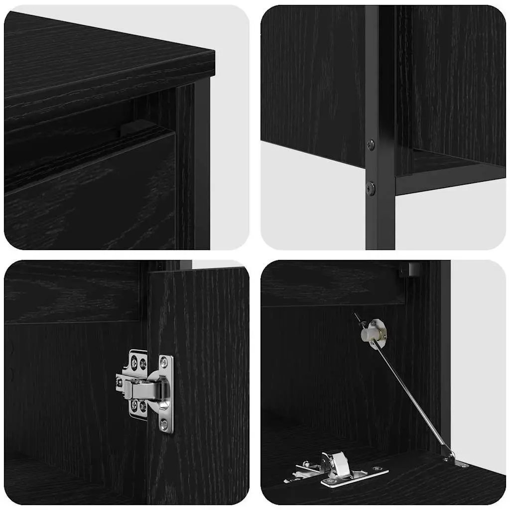 Bathroom Furniture Set Engineered Wood Black Oak 3 Piece