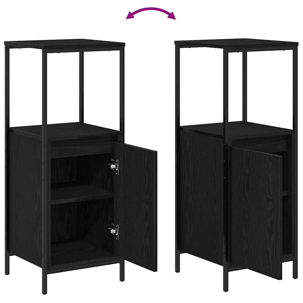 Bathroom Furniture Set Engineered Wood Black Oak 3 Piece