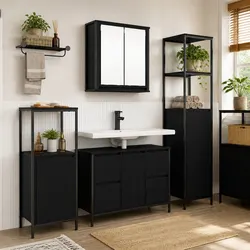 Premium 3-Piece Black Oak Bathroom Vanity Storage Set