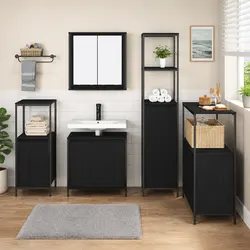 Stylish 5-Piece Bathroom Vanity Set in Black Oak