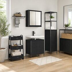 Stylish Black Bathroom Vanity Unit 2-Piece Set