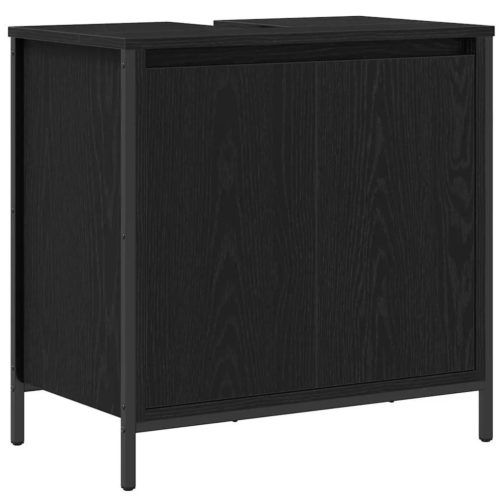 Bathroom Vanity Unit Engineered Wood 2 Piece Set Black