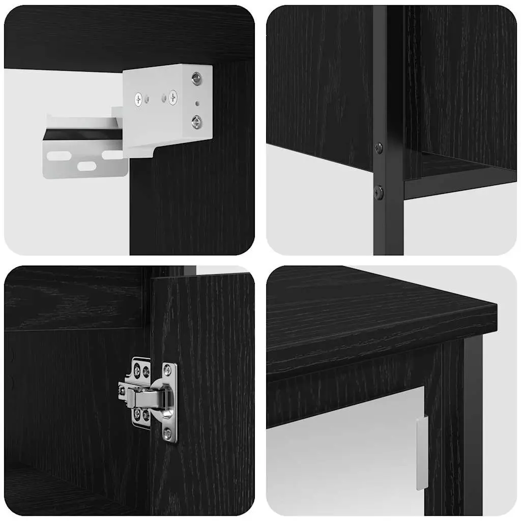Bathroom Vanity Unit Engineered Wood 2 Piece Set Black