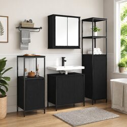 Black Oak Bathroom Vanity Unit 3 Piece Storage Set