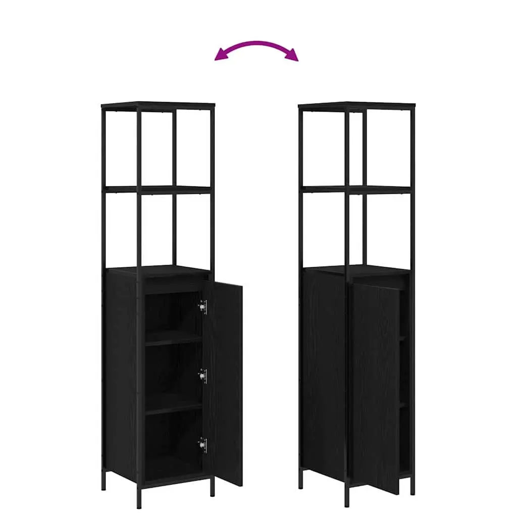 Black Oak Bathroom Vanity Unit 3 Piece Storage Set