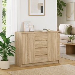 Sideboard with Drawers Storage Cabinet Sonoma Oak Brown Engineered Wood