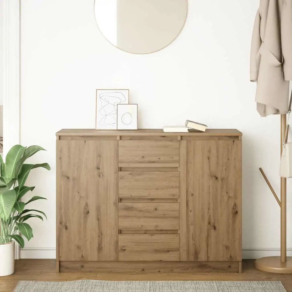 Sideboard Storage Cabinet Engineered Wood 100.5cm x 35cm x 76cm Brown