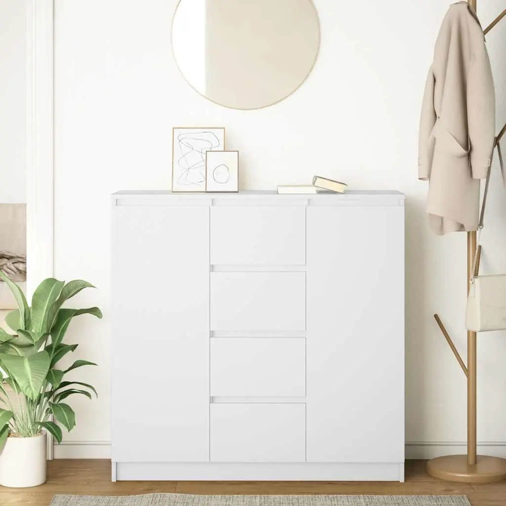 White Sideboard with Drawers and Shelves