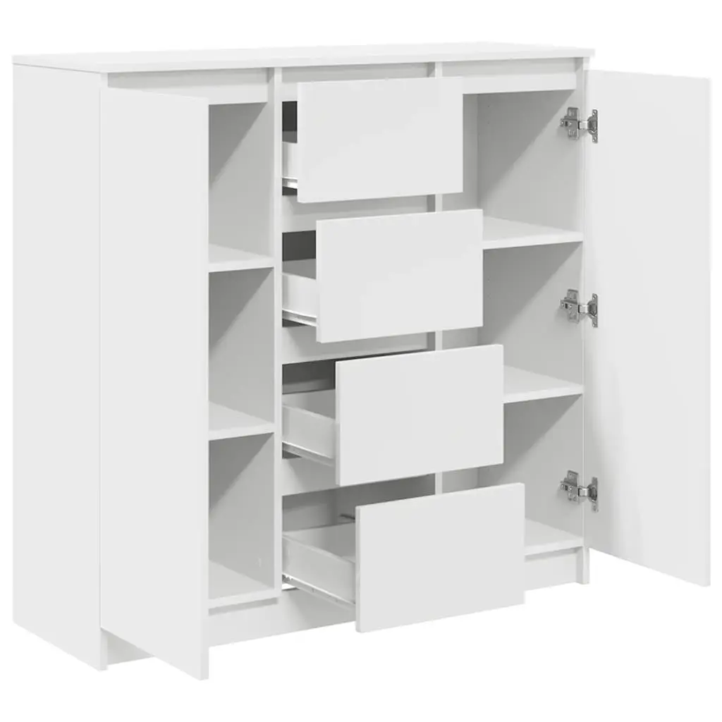 White Sideboard with Drawers and Shelves