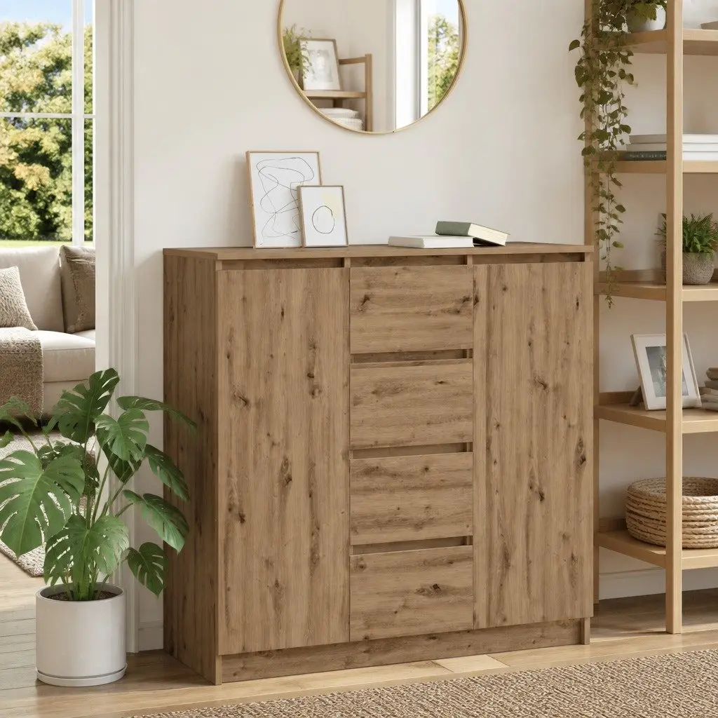 Brown Sideboard with Drawers for Storage