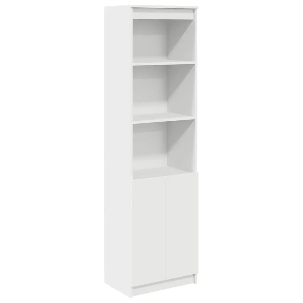 Highboard Storage Cabinet Engineered Wood 50x35x180cm White Tall Cupboard