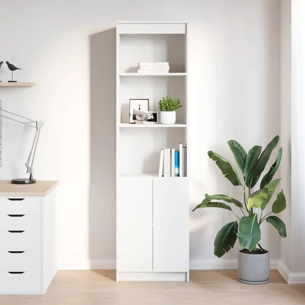 Highboard Storage Cabinet Engineered Wood 50x35x180cm White Tall Cupboard