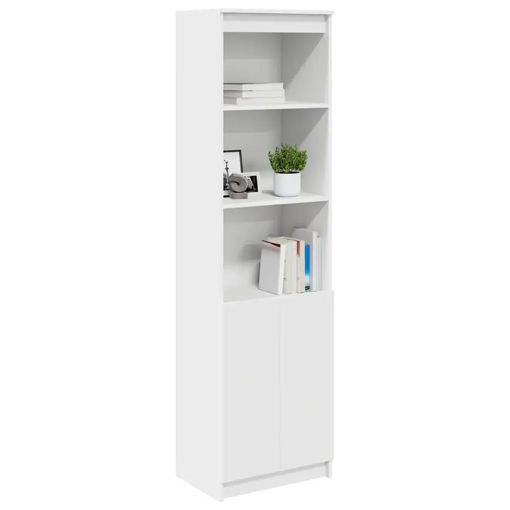 Highboard Storage Cabinet Engineered Wood 50x35x180cm White Tall Cupboard
