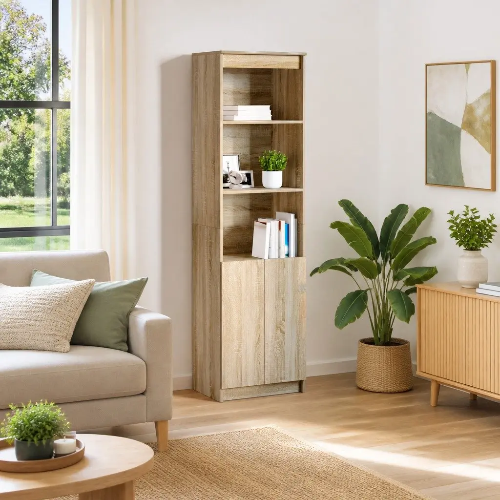 Highboard Storage Cabinet in Brown Engineered Wood