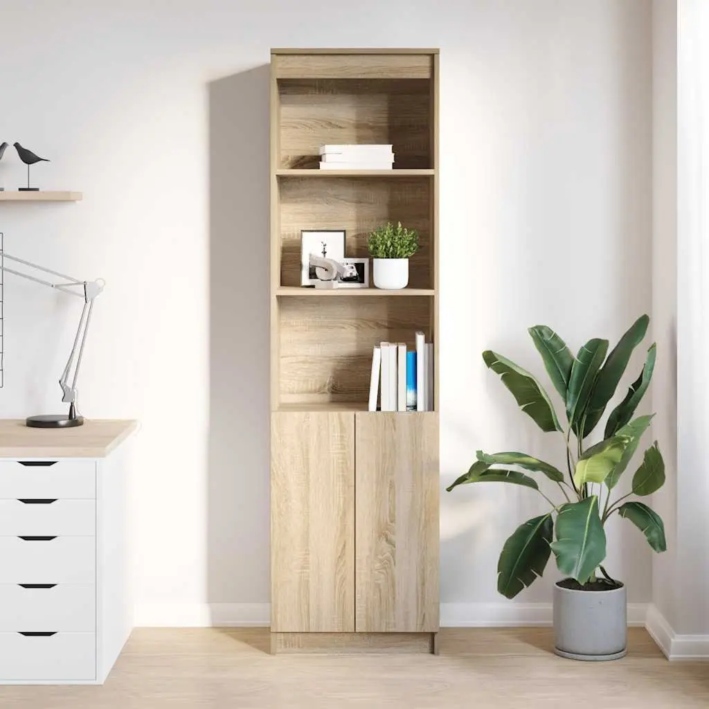 Highboard Storage Cabinet in Brown Engineered Wood