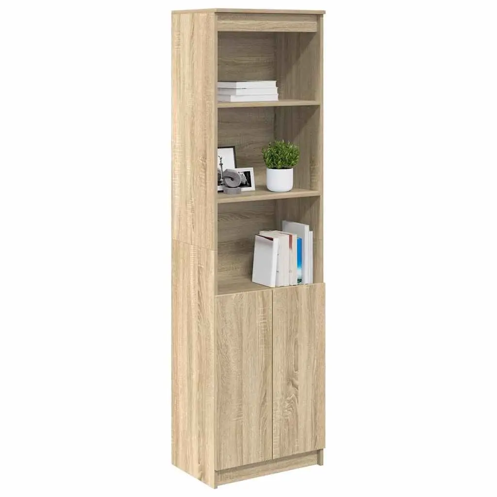 Highboard Storage Cabinet in Brown Engineered Wood