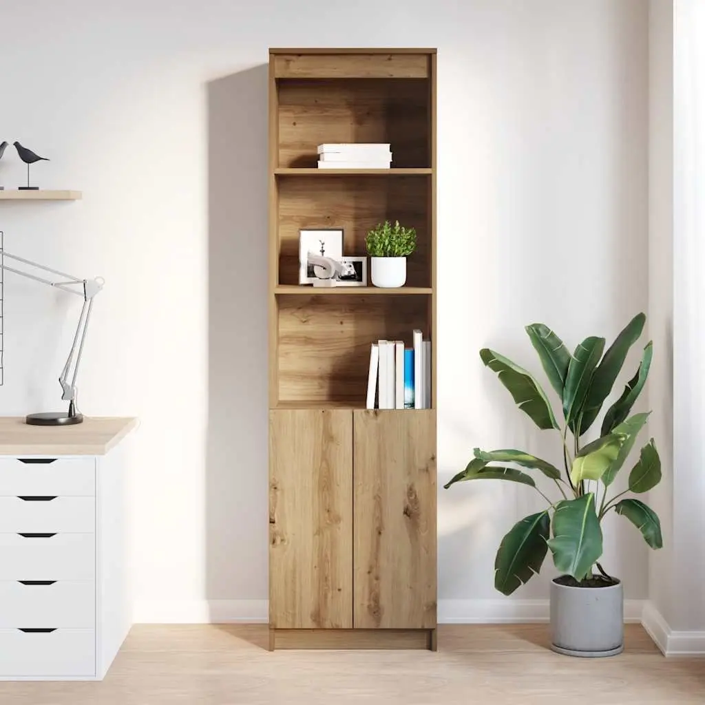 Brown Engineered Wood Highboard Storage Cabinet