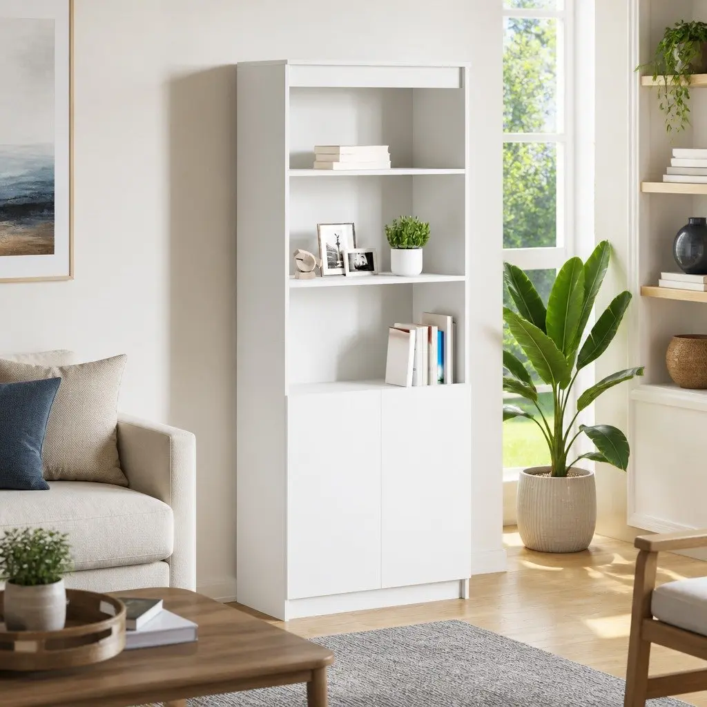 Highboard White Storage Cabinet 70x35x180 cm