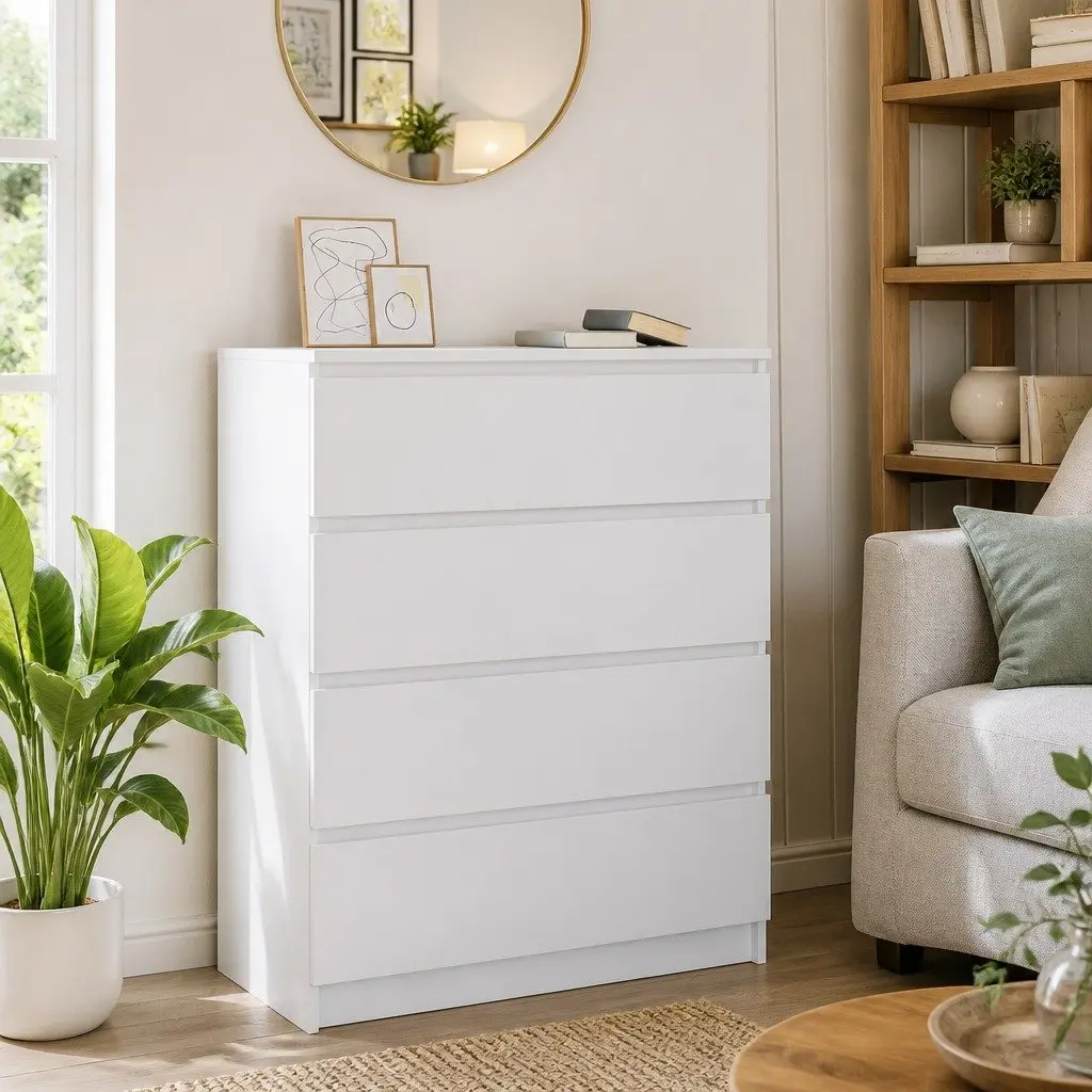 White Sideboard 80x35x99 cm Storage Cabinet