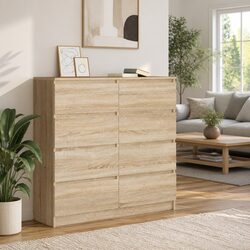 Durable Brown Engineered Wood Sideboard Storage Cabinet