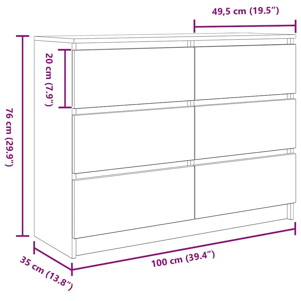 Black Sideboard Buffet Cabinet 100x35x76cm