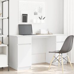 Sleek White Engineered Wood Desk with Practical Storage