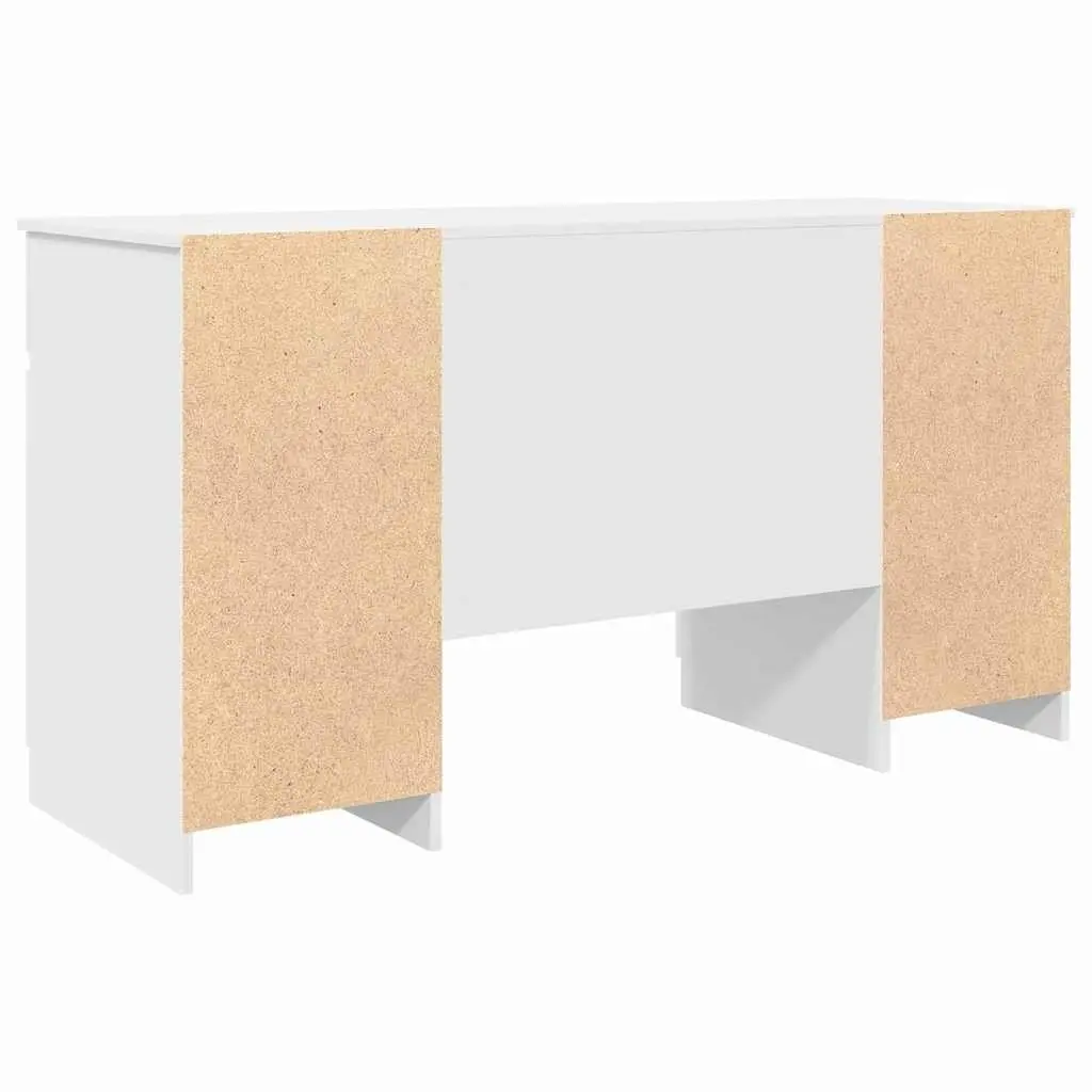 White Engineered Wood Desk with Drawer Storage Modern Home Office Workspace