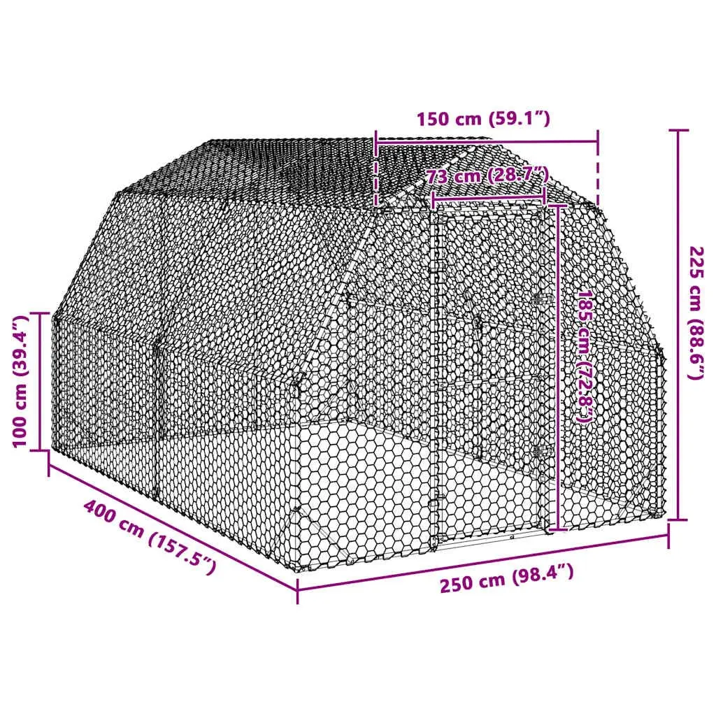 Walk-in Chicken Run with Galvanised Steel Frame