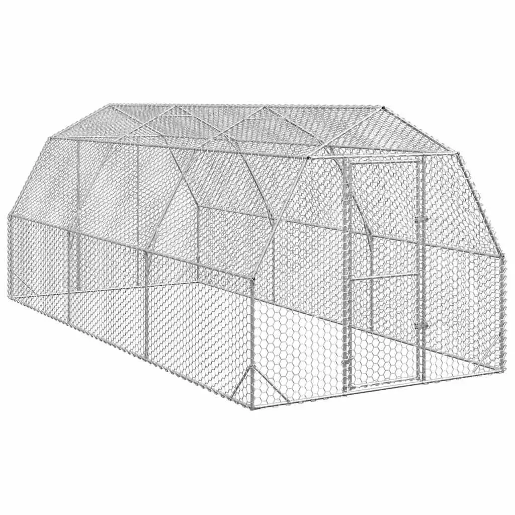 Chicken Run Enclosure Galvanised Steel 2.5x6x2.25m Silver Hexagonal Mesh