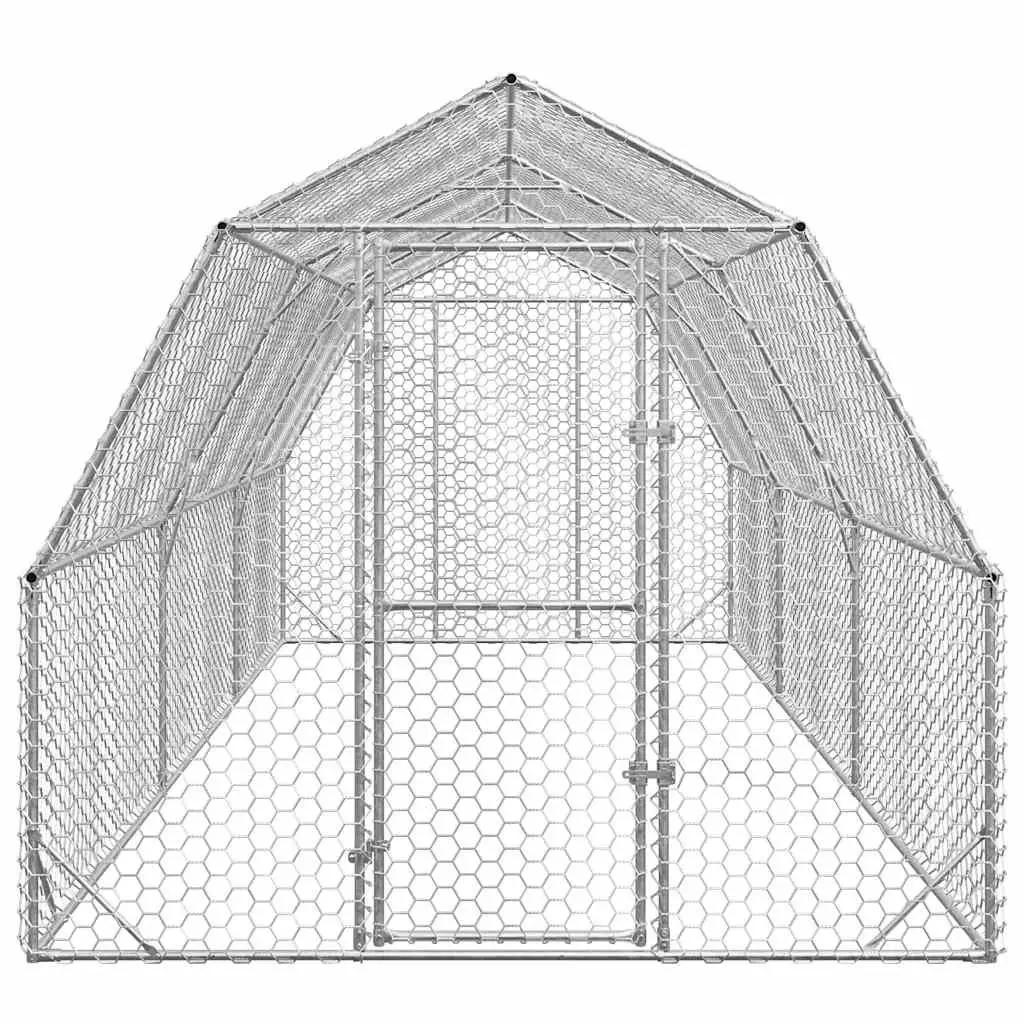 Chicken Run Enclosure Galvanised Steel 2.5x6x2.25m Silver Hexagonal Mesh