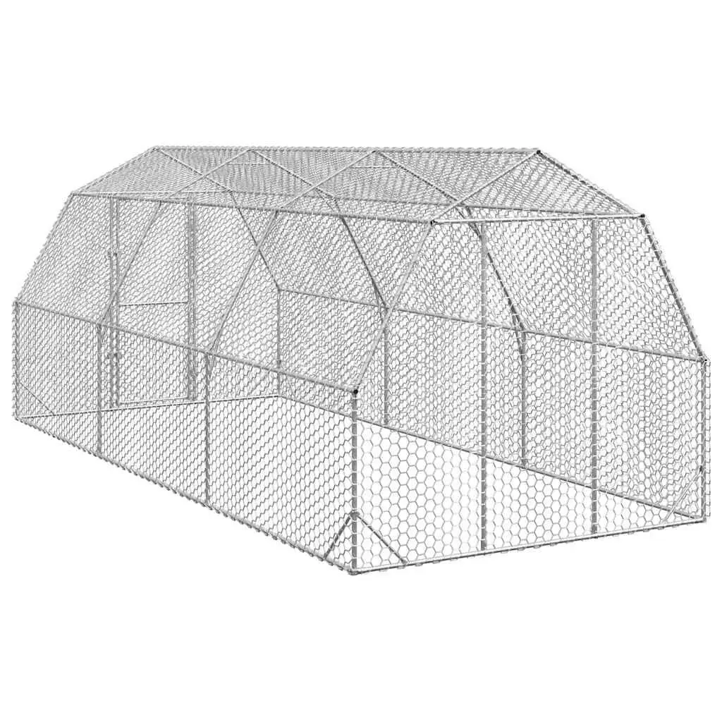 Chicken Run Enclosure Galvanised Steel 2.5x6x2.25m Silver Hexagonal Mesh