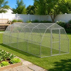 Premium Walk-In Chicken Run 2.5x8x2.25m Galvanised Steel