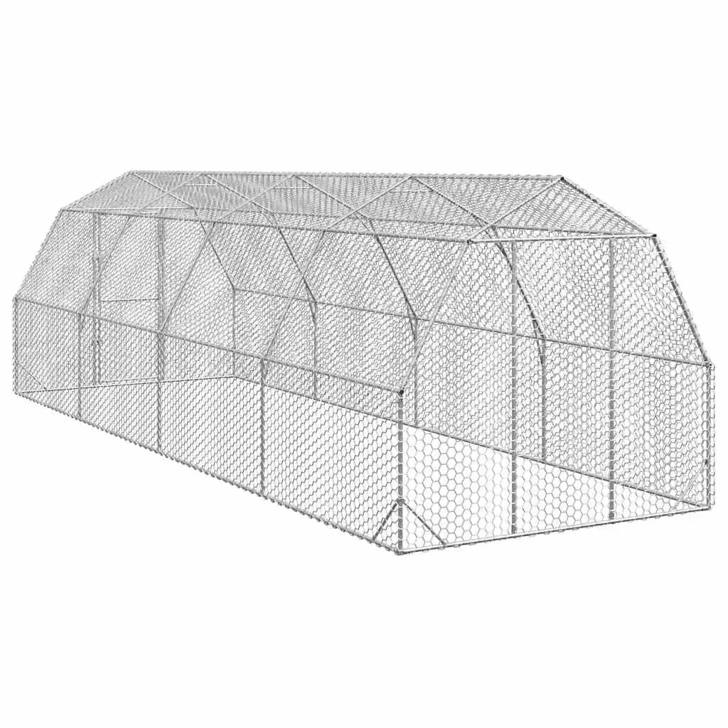 Walk-In Coop Galvanised Steel 2.5x8x2.25m Silver Mesh Enclosure